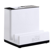 Knife Block Set with Utensil Holder, SpaceSaving Countertop Organizer, White and Black