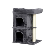 66 cm Small Cat Tree for Large Cats, Cat Tower w/ Large Top Perch, 2 Condos, Sisal Scratching Post, Toy Ball, Dark Grey