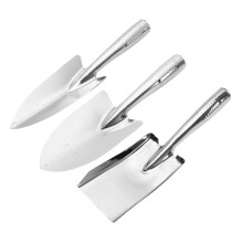 3Pcs Heavy Duty Stainless Steel Garden Trowel Set with Ergonomic Grip for Digging and Transplanting