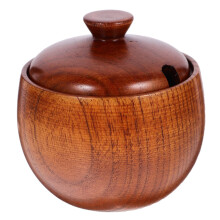 Wooden Bowl with Lid Natural Acacia Wood Serving Bowl for Rice Soup Storage and Kitchen Decor