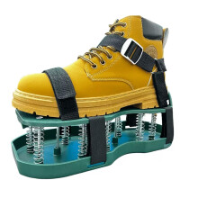 Lawn Aerator Shoes with Spring Base and Adjustable Straps for Garden Yard Soil Aeration Moss Green