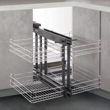 2 Tier Pull Out Shelf for Kitchen Cabinets, Adjustable Blind Corner Organizer for 800mm/900mm