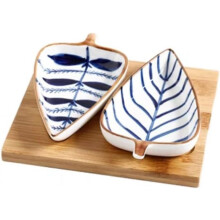 Ceramic Dipping Bowls with Tray, Small Soy Sauce Dish Set for Appetizers, Snacks and Desserts