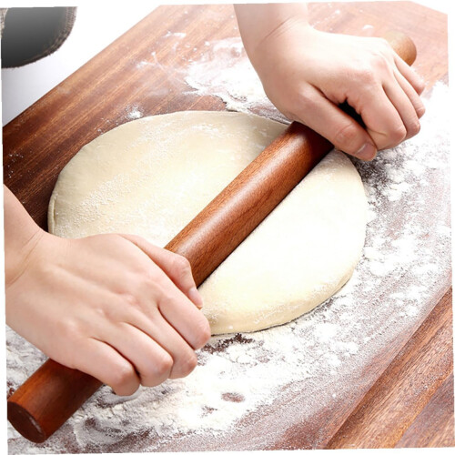 Wooden Rolling Pin NonStick Solid Wood Dough Roller for Baking Pastry Pizza Cookies 2