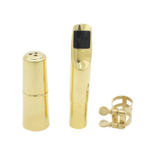 Brass Saxophone Mouthpiece with Metal Ligature for Alto Tenor Saxophone, Clear Resonant Tone