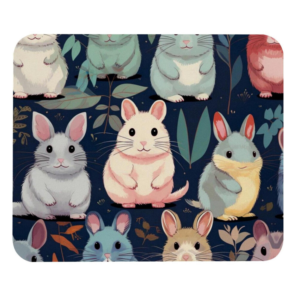 Colorful Cartoon Chinchillas Mouse Pad With Non-Slip Rubber Base, 8.3'' X 9.8'' Square Mat For Laptop, Gaming, School, Office 9377112350288