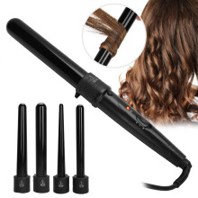 5 in 1 Ceramic Curling Iron with LED Temp Control, Fast Heat Up & Auto Shut Off, compatible with standard outlets.
