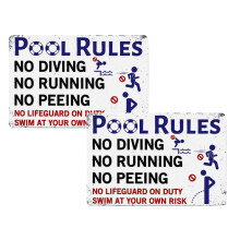 Swimming Pool Metal Sign Decor Pool Gifts For Pool Summer Garden Outdoor Decorations *2PCS