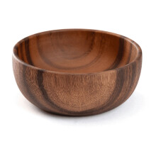 Wooden Salad Bowl Round Dessert Displays Serving Trays Fruit Food Salads Snack Soup Bowl for Home Coffee Shop E