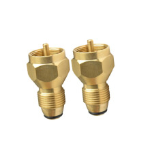 2pcs Propane Tank Adapter with Safety Shutoff, Brass Gas Cylinder Refill Fitting for Outdoor BBQ