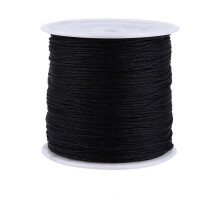 100M x 0.8mm Νάιλον Κινέζικο Κορδόνι Κόμπος Rattail Μακραμέ Shamballa Νήμα Μαύρο SZRH