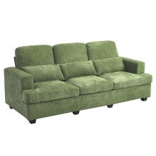 3-Seater Chenille Upholstered Sofa with Pillows, Green