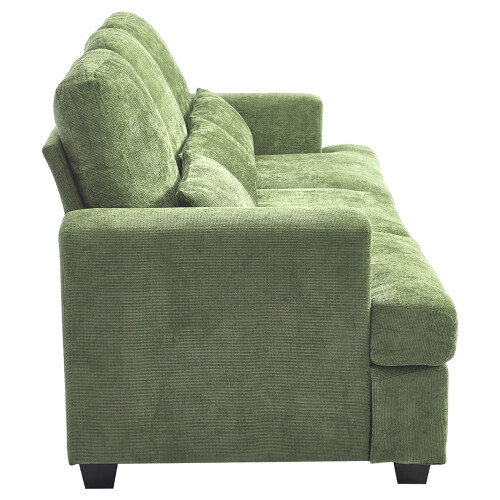 Living And Home 3-Seater Chenille Upholstered Sofa with Pillows, Green 2