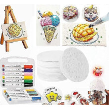 Magic Puffy Paint Art, 3D Magic Canvas sponge, Puffy Popcorn Magics Foam Texture Painting Kit z 10 piankowymi papierami i 12 markerami, DIY Bubble