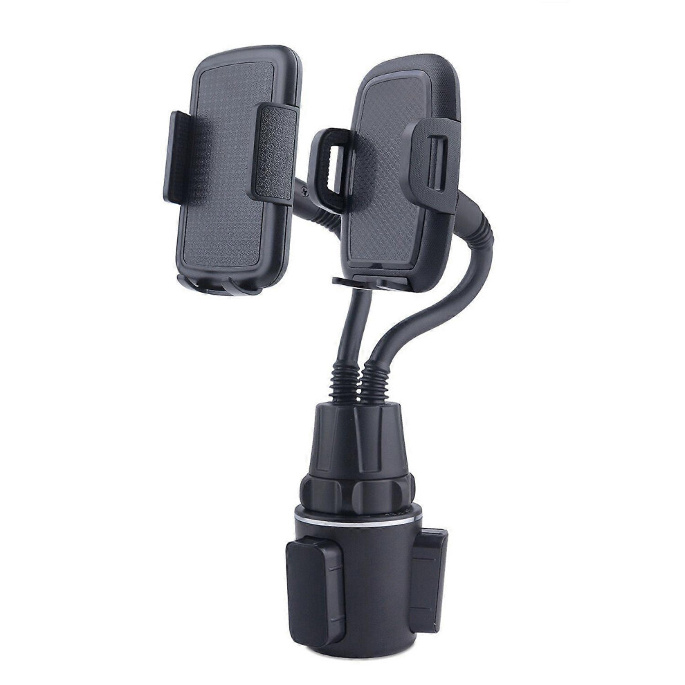 (As Show, One Size) 2In1 Flexible Gooseneck Car Cup Dual Mobile Phone Holder Mount Stand Cradle For 3.5-6.7" Cell Phones Smartphones Gps 5213747869280