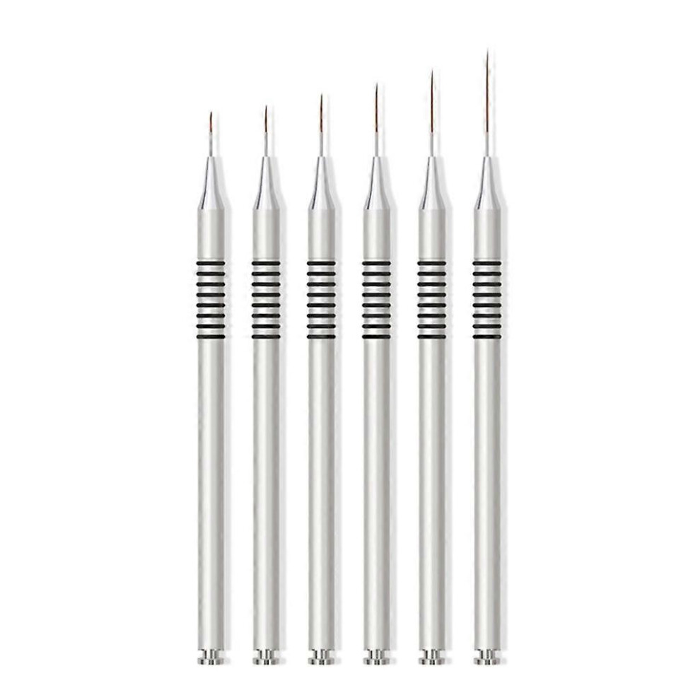 (As Show, One Size) Professional Nail Art Brush Nail Line Brush Uv Gel Painting Pen Carved Nail Art Liner Rhinestones Brush For Manicure 6X 5213747817939