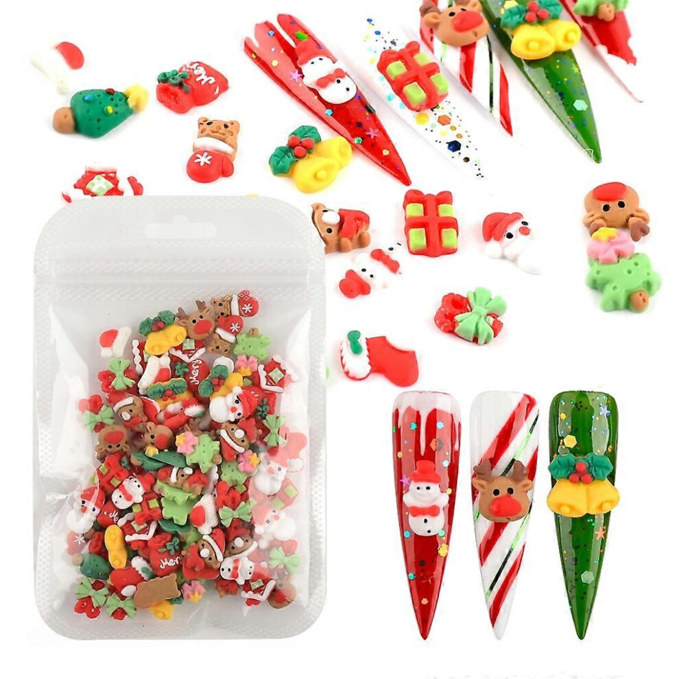 (As Show, One Size) Resin Ornaments For Nail Art 1Bag Christmas Charms In Various Designs Nails Ornaments 3364096793718