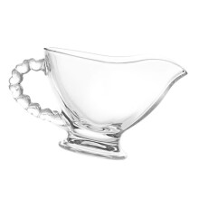Glass Gravy Boat with Ergonomic Heart Handle for Cream, Milk, Salad Dressing and Sauces