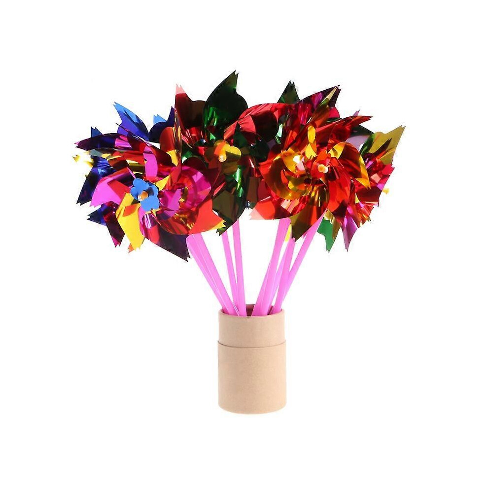 (As Show, One Size) 10Pcs Plastic Windmill Pinwheel Wind Spinner Kids Toy Garden Lawn Party Decor 3242242652662
