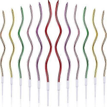 12 Pcs Twisty Birthday Candles Long Spiral Cake Candles Metallic Cake Cupcake Candles Long Thin Coil Cake Candles