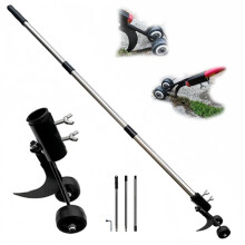 Weeder Tool with Wheel and Adjustable Handle, Ergonomic StandUp Garden Weed Remover for Deep Root Removal in Tight Spaces and Garden Beds