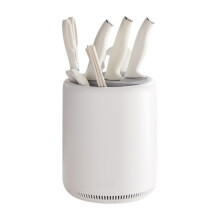 Universal Rotating Knife Block and Utensil Holder with MultiSize Slots, Drainage, Easy Clean Gray