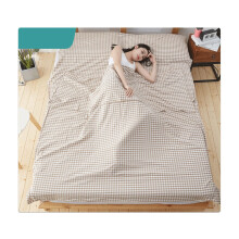 Sleeping Bag Liner Cotton Plaid with Pillowcase for Camping Travel Hotel Backpacking Brown 180x210cm