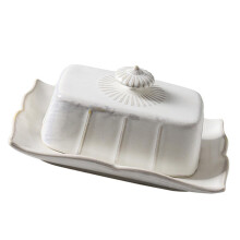 Ceramic Butter Dish with Lid Vintage European Style Rectangular Holder Keeps Butter Fresh for Kitchen