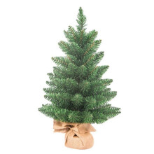 60cm mini artificial Christmas tree with linen base,ideal for a family party or garden.