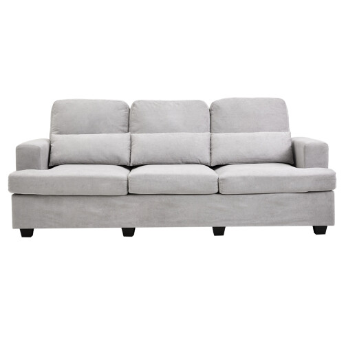 Living And Home 3-Seater Chenille Upholstered Sofa with Pillows, Grey 1