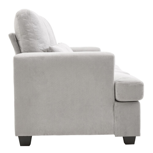 Living And Home 3-Seater Chenille Upholstered Sofa with Pillows, Grey 2