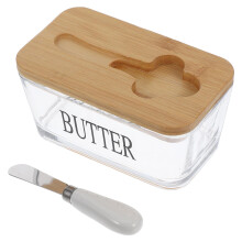 Airtight Glass Butter Dish with Lid and Knife Holder for Refrigerator Freshness Seal
