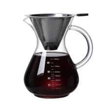 Pour Over Coffee Maker with Handle and Scale, Stainless Steel Moka Pot with Fine Filter