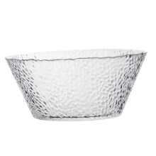 Glass Salad Bowl with Elegant Hammered Pattern, CrackResistant Clear Serving Dish for Snacks and Desserts