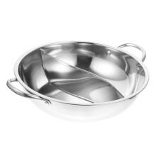 Stainless Steel Hot Pot with Divider Dual Flavor Cooking for Induction and Gas with Lid and Handle