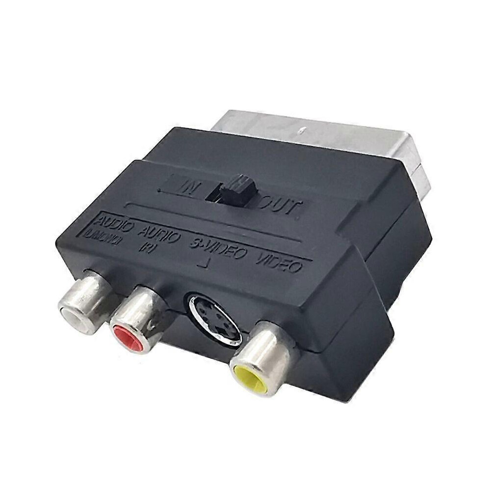 (As Show, One Size) On/Off Button Scart To 3Rca Female Adapter With 21Pin Male Connector For Sound 3242242663835
