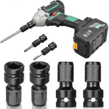 4 PCS Schlagadapter 1/2 Quadrat-Laufwerk auf 1/4 Sechskant-Schaft Sockeladapter Schnellverschluss-Chuck-Konverter Tao