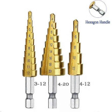 4-12 4-20 4-32 Hss Titan-beschichteter Stufenbohrer Bohrer Elektrowerkzeuge Metall Hochgeschwindigkeitsstahl Holzlochschneider Kegelbohrer
