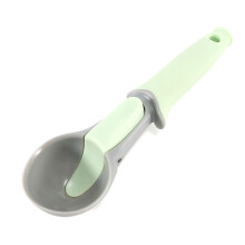 Ice Cream Scoop 8 Inch Plastic with Melon Baller Long Handle Ergonomic Grip Green and Gray Kitchen