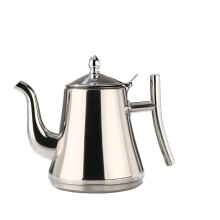 Stainless Steel Coffee Pot 1.5L Golden Teapot with Metallic Flower Design and HeatResistant Handle