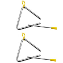 2 Pack 6 Inch Steel Percussion Triangle Instrument with Strikers, Clear Resonant Tone for Classroom and Orchestra
