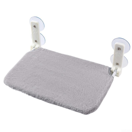 Cat Window Perch Hammock with Plush Surface, Foldable Bed and Strong Suction Cups, Grey 30x52cm