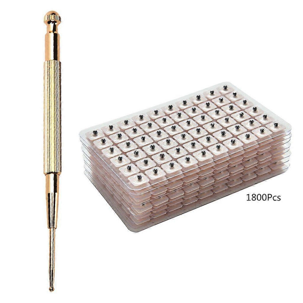 (As Show, One Size) 1800 Pcs Acupuncture Vaccaria Ear Seeds + Ear Press Point Pen Massager Probe 3242242663286