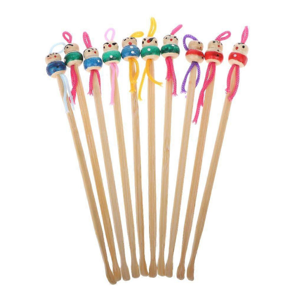 (As Show, One Size) 10Pcs Bamboo Ear Cleaner Ear Pick Ear Spoon Earwax Curette Remover Earpick Tool 3364096768181