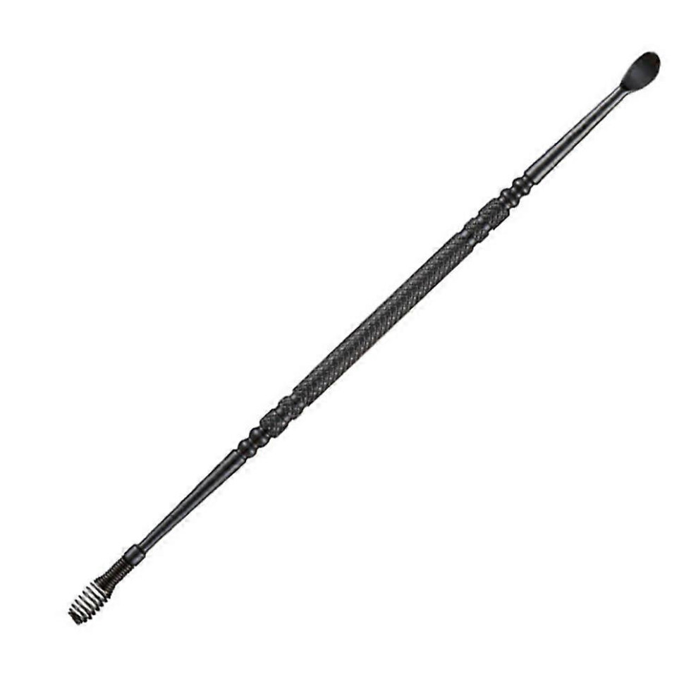 (As Show, Black) Stainless Steel Dual-Ended Ear Pick Spiral Wax Remover Curette Ear Scoop Spoon 3242242655472