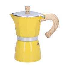 300ml Yellow Aluminum Moka Pot, 6 Cup Stovetop Espresso Maker with Quick Brewing for Home or Office