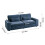 Living And Home 2-Seater Chenille Upholstered Sofa with Pillows, Blue 6