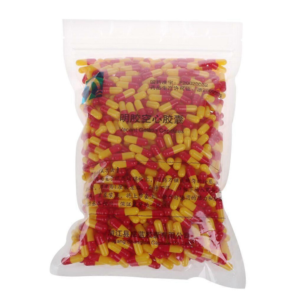 (As Show, One Size) 1000Pcs Red And Yellow Empty Hard Gelatin Capsule Size 0# Medicine For Pill Caps 5213747814426