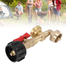 Propane Refill Adapter with Gauge and Valve for 1 lb Bottles, Brass QCC1 Tank Connector