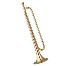 Brass C Bugle Trumpet with Mouthpiece, Gold Plated Cavalry Horn for Beginners 18.7 Inch